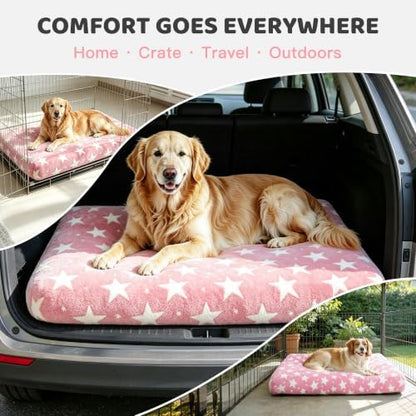 Orthopedic Dog Bed for Large Dogs with Removable Washable Cover(Pink Star, 35.0" L x 23.0" W x 3.2" Th) - Image 7