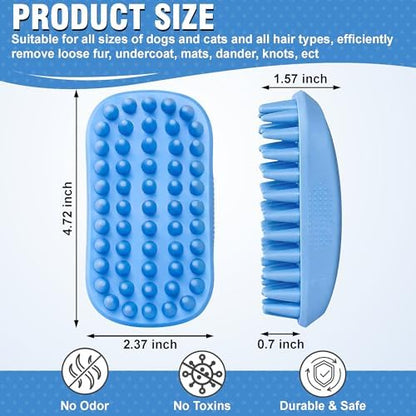 Dog Shampoo Brush & Dog Shower Brush, Upgraded Pet Grooming Bath Brush with Soft Silicone Bristles, Adjustable Handle Massage Comb for Long & Short Hair Dogs and Cats - Image 2