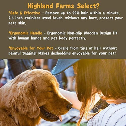 Deshedding Grooming Tool for Dogs, Cats & Horses, Ergonomic Design Wood Groom Brush, Professional Pet Groomer, Painlessly Remove for Short & Long Hair, Fur & Dirt - 2.5 Inches - Image 6