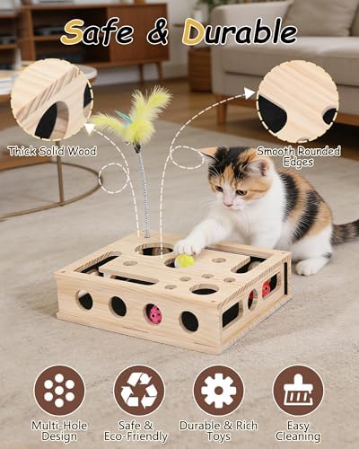Cat Toys for Indoor Cats – Interactive Wooden Puzzle Box - Image 5