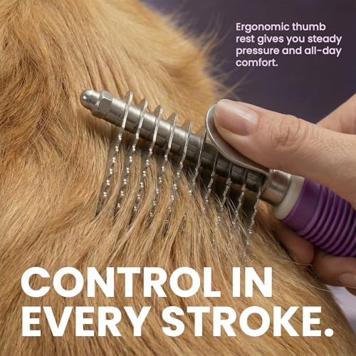 Poodle Dematting Fur Rake Comb Brush for Dogs and Cats - Long 2.5" Steel Safety Blades Metal Comb for Detangling Matted or Knotted Undercoat Hair - Image 6