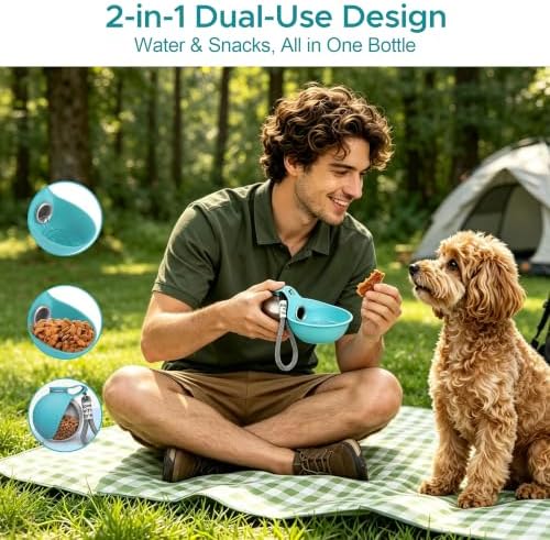 Stainless Steel Dog Water Bottle with Bowl, Portable Leak-Proof for Travel - Image 3
