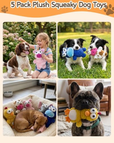 BoYoYo 5 Pack Plush Squeaky Dog Toys for Small Dog,Stuffed Animal Puppy Toy - Image 6