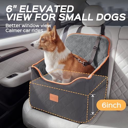 HiPetpy Dog Car Seat 6" Elevated Memory Foam Booster Seat Pet Car Seat - Image 3