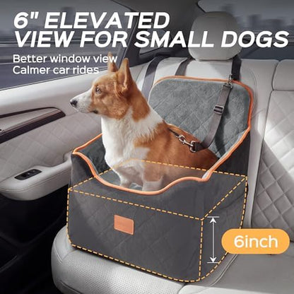 HiPetpy Dog Car Seat 6" Elevated Memory Foam Booster Seat Pet Car Seat - Image 3