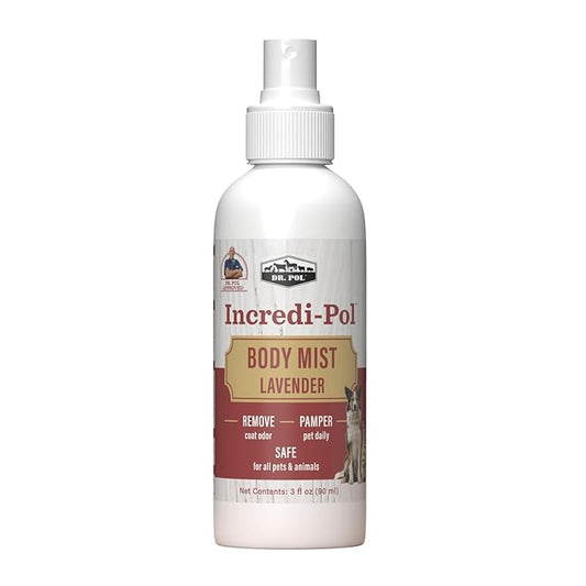 Dr. Pol Incredi-Pol Body Mist | Pet Deodorizer Spray & Dog Body Odor Eliminator | Dog Freshener & Odor Spray for Dogs | Safe for Dogs & Cats | Long-Lasting Scent | 3oz | Lavender