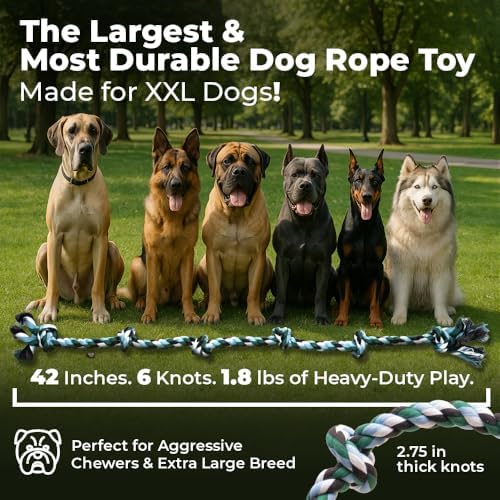 Pacific Pups Products Giant Dog Rope Toy, 42 Inch Tug of War Rope, Green - Image 2