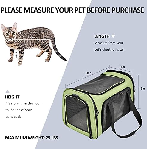 Henkelion Large Cat Carriers Dog Carrier Pet Carrier for Large Cats Dogs Puppies up to 25Lbs, Big Dog Carrier Soft Sided, Collapsible Travel Puppy Carrier - Large - Green - Image 4