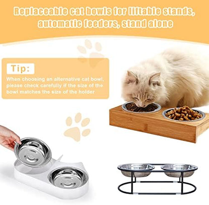 Stainless Steel Cat Bowl - Shallow Wide Flat Cats Food Bowls,Metal Kitten Dishes Whisker Friendly Fatigue Relief,Replacement Basic Kitty Plates for Elevated Stand,Dishwasher Safe（Set of 12） - Image 5