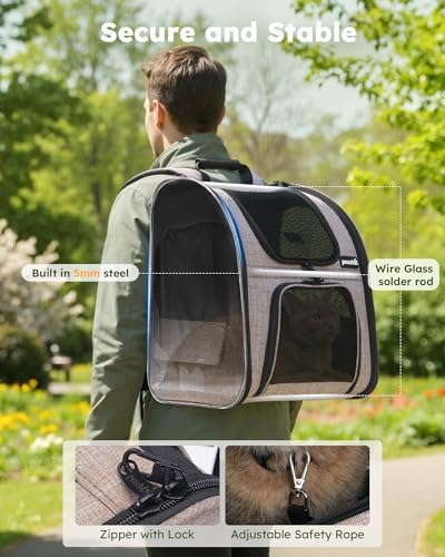 pecute Cat Backpack Expandable, Cat Backpack for Cat with Breathable Window - Image 5