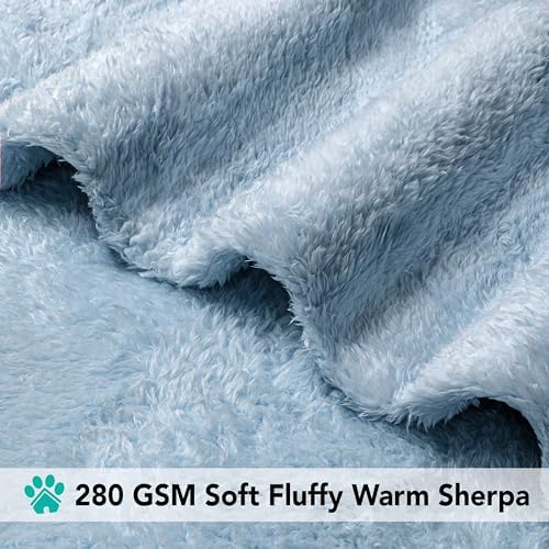 PetAmi Soft Plush Sherpa Dog Blanket for Pet Cat, Small 24x32, Dusty Blue - Image 4
