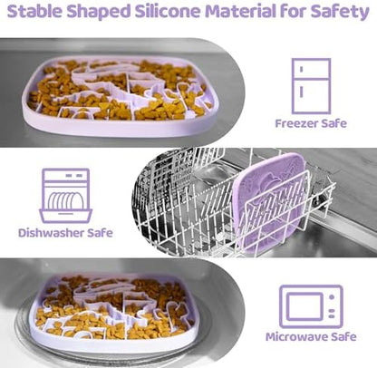 Puzzle Feeder Dog Lick Mat,Freezable Dog Enrichment Toys for Mental Stimulation and Anxiety Relief, Silicone Lick Mat for Dogs and Cats, Dog Slow Feeder that Supports All Types of Food, Purple - Image 4