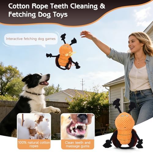 Yipetor Cockroach Squeaky Dog Toy, Puppy Rope Chew Toy for Medium Dogs - Image 4