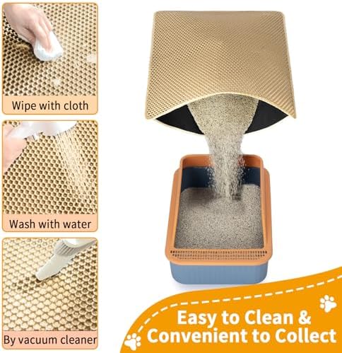 Cat Litter Box Mat-Super Large 47''x36'' Litter Trapping Mat for Cat-XXL Litterbox Matt for Floor-2 Layer Catcher Rug for Pet kitty Litterbox-Waterproof Urine Proof,Non-Slip - Image 3