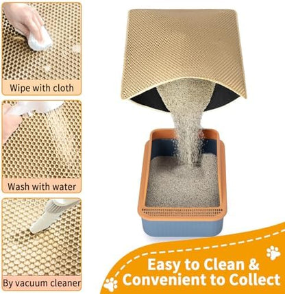 Cat Litter Box Mat-Super Large 47''x36'' Litter Trapping Mat for Cat-XXL Litterbox Matt for Floor-2 Layer Catcher Rug for Pet kitty Litterbox-Waterproof Urine Proof,Non-Slip - Image 3