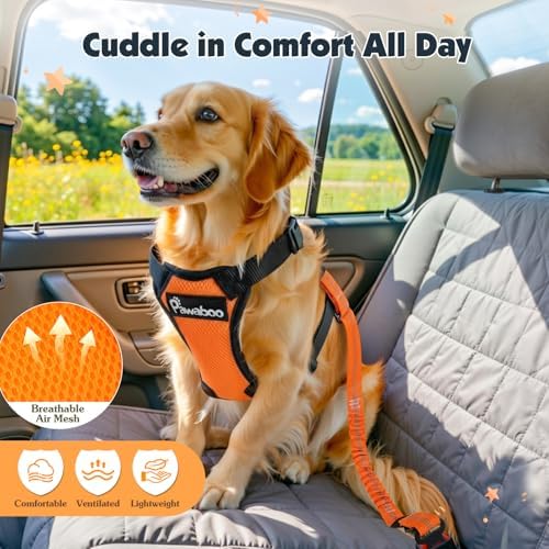Pawaboo Dog Seat Belt Harness for Car, Seatbelt Harness with 2 in 1 Buckle - Image 6