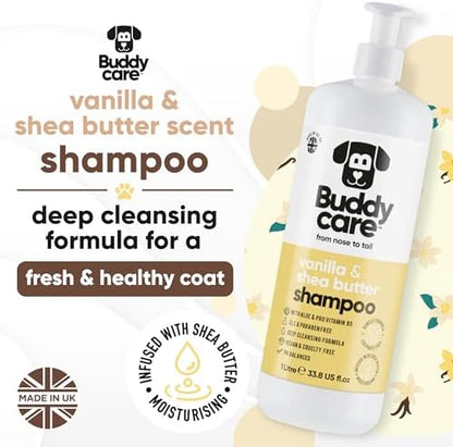 Buddycare Vanilla & Shea Butter Dog Shampoo - (33.8oz) Itch Relief & Dog Shampoo Sensitive Skin Care, Dog Shampoo and Conditioner, Premium Dog Grooming Supplies for All Breeds - Image 2