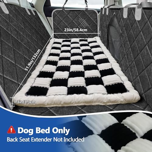 Thickened Dog Bed for Car Back Seat, Upgraded Bottom Non-Slip, Fits Hard Bottom car seat Cover for Dogs, Premium Mixed Color, Dog Car Seat Cover(White-Black) - Image 3