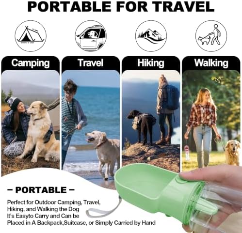 Green Large Portable Dog Water Bottle(17oz) with Food Container - Image 5