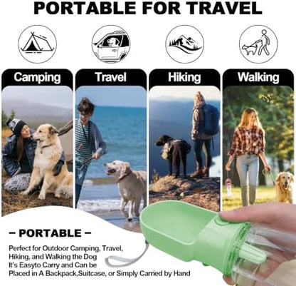 Green Large Portable Dog Water Bottle(17oz) with Food Container - Image 5