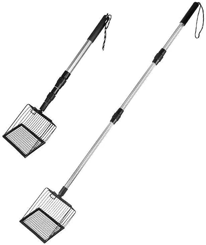 3-in-1 Adjustable Stainless Steel Heavy Duty Litter Scoop, 41.9 Inches Chicken Poop Scooper and Cat Litter Scooper with Long Handle for Coop and Litterbox