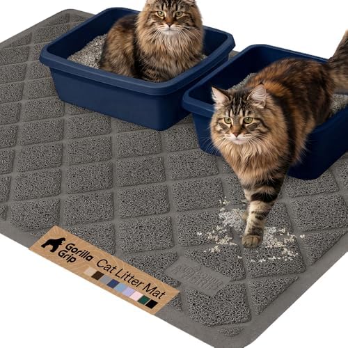 GORILLA GRIP Cat Litter Box Mat, Coiled Mesh Trapping Mats, 47x35 Charcoal by Unknown