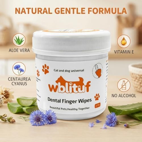 Dog Dental Wipes and Dog Teeth Cleaning Wipes, Puppy Tooth Brushing Kit Alternative for Dental Wipes for Dogs Teeth and Cat Tooth Brush Use, Non Woven Lick Safe No Rinse, 50 Count - Image 4
