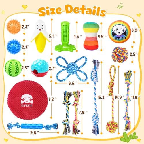 KIPRITII 25 Pack Dog Toys Set – Ideal for Teething, Entertainment & Interactive Play, Includes Puppy Toys, Rope Toys, Treat Balls and Squeaky Dog Toys - Image 6