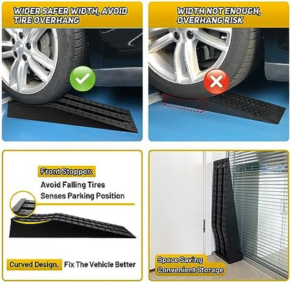 HOXWELL Portable Car Ramps for Oil Changes High Lift, Heavy Duty Low Profile Car Ramps for Jack Support, Vehicle Ramps for Garage, 31.5''x8.1''x4.9'', GVW 10000 LBS, 2PCS - Image 4