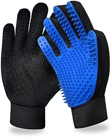 Cat Grooming Glove Brush, Pet Hair Remover Tool, 1 Pair Reusable Dog Hair Fur Remover for Carpet, Furniture, Couch, Clothes, Eco-Friendly and High efficiency (Blue) by GJease