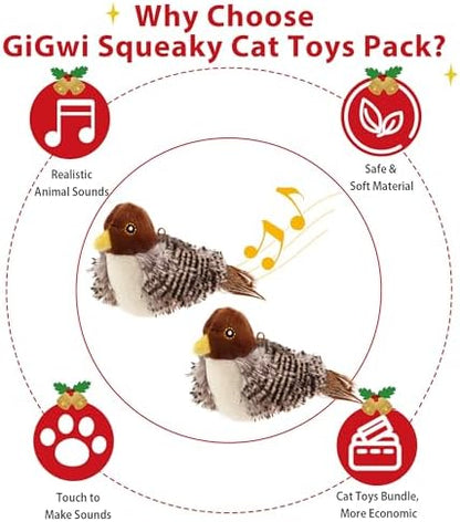 Gigwi Chirping Bird Cat Toys 2 Pack, Automatic Squeaky Toy for Cats - Image 6