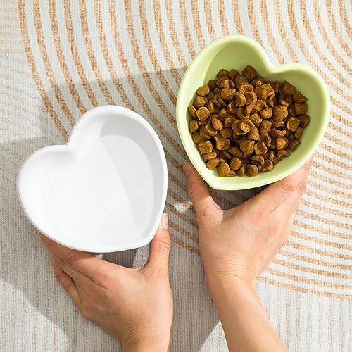 5 in Ceramic Raised Tilted Cat Food Bowls 2 Pack(White&Green) - Image 7