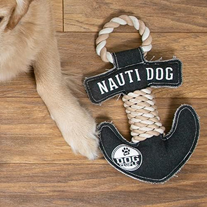 Pavilion Gift Company Nauti Anchor 13 Inch Large Tug of War Rope Sturdy & Durable Canvas Dog Toy, Gray