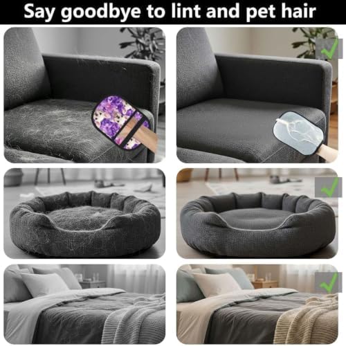 White French Bulldog Purple Floral Pet Hair Removal Glove For Cats Dogs - Image 4