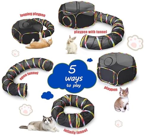 CLKHOWL Outdoor Cat Enclosure, Portable Cat Tents for Outside, Cage Free Outside Cat Playpen Pet Enclosure, Cat Tunnel Outdoor Playground for Indoor Cats & Small Animals - Image 3