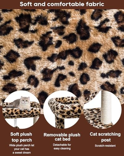 SYANDLVY Small Cat Tree for Indoor Cats, Cheetah Leopard Print Cat Tower - Image 6