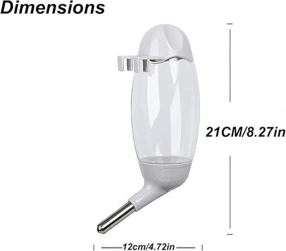 No-Drip Water Bottle/Feeder for Hamsters/Guinea Pigs/Ferrets/Rabbits/Cats and Dogs, Small Animals and Small Pets - for Use in Cages, Crates or Suspension Mounts.13.5 oz. Nozzle 10 mm, Grey