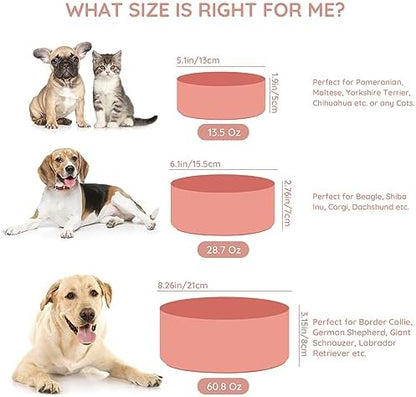 SPUNKYJUNKY 13.5OZ Ceramic Dog and Cat Bowl, Modern Cute Weighted Food Water Bowl for Replacement Pink (1 Pack) - Image 3