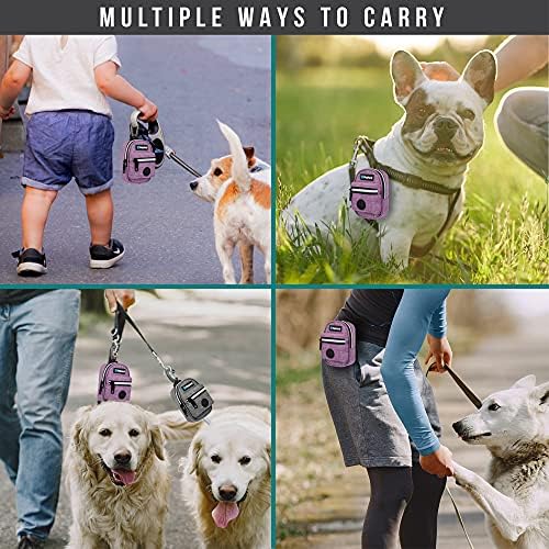 PetAmi Dog Poop Bag Holder for Leash, Waste Bag Dispenser Pet Pouch, Purple - Image 2