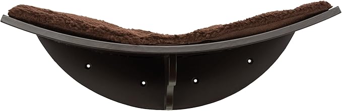 Trixie Lea Wall Mount Perch XXL, Cat Shelf with Soft Plush Cushion Bed, Ideal for Large Cats, 11 x 19-inches, Espresso Brown (44580)