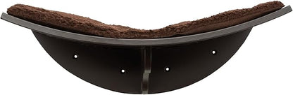 Trixie Lea Wall Mount Perch XXL, Cat Shelf with Soft Plush Cushion Bed, Ideal for Large Cats, 11 x 19-inches, Espresso Brown (44580)