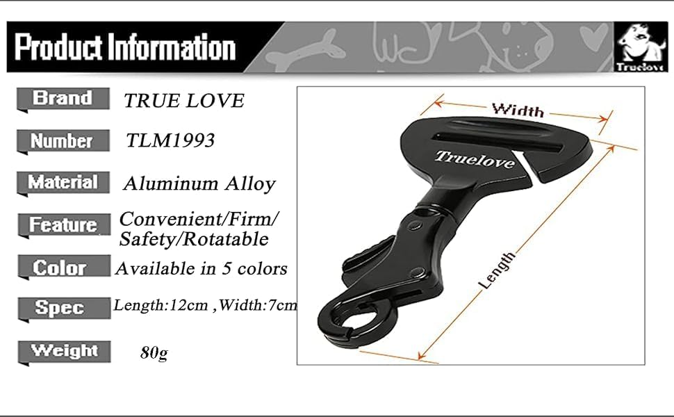 Truelove Lightweight Dog Car Seatbelt Safety Buckle Lock, Dog Seat Belt for Car, Fit Dog Car Harness/Collar for Small, Medium, Large Dogs - Image 7