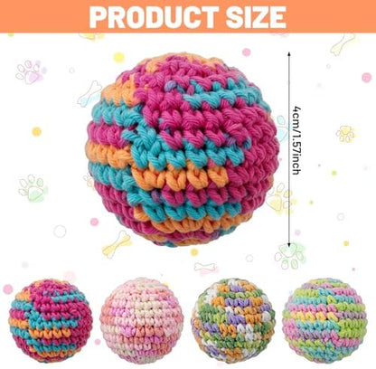CIATBYYJ 4Pcs 1.57" Yarn Cat Toy Balls, Hand-Crocheted Yarn Cat Ball with Bell Inside, Kittens Chew Toys for Indoor Cats Kitty, Interactive Cats Nip Chew Toys for All Pet Breed - Image 2