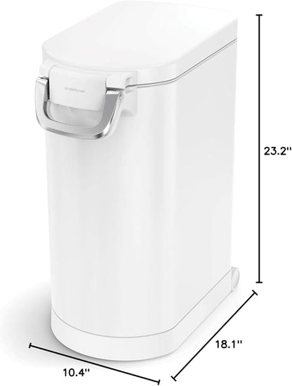 simplehuman 30 Liter, 32 lb / 14.5 kg Large Pet Food Storage Container for Dog Food, Cat Food, and Bird Feed, White