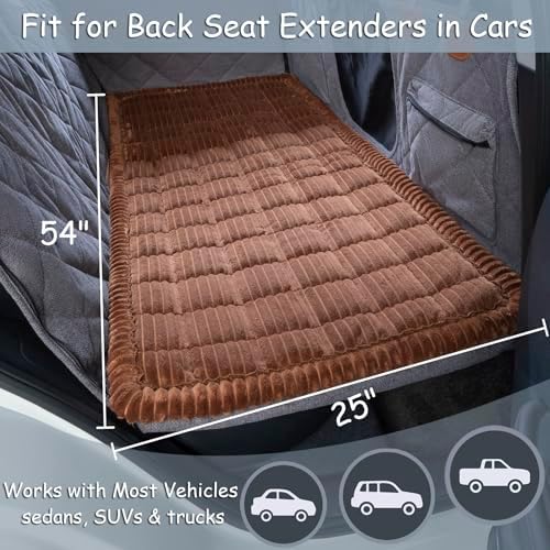 Dog Bed for Car Back Seat, Non-Slip Backseat Pet Bed Mat for Travel, Soft Dog Seat Cover Blanket Washable Couch Protector Fit for Hammock Extenders in Cars, SUVs and Trucks(54"×25" Brown) - Image 6