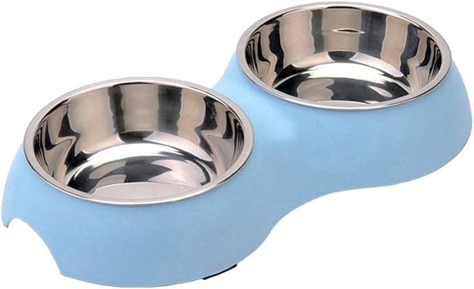 WenYing Pet Dog Cat Basic Bowls for Small Medium Dogs, Blue, Set of 2