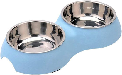 WenYing Pet Dog Cat Basic Bowls for Small Medium Dogs, Blue, Set of 2