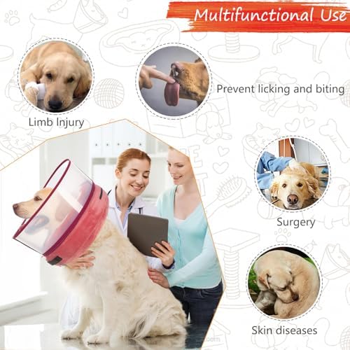 Inflatable Dog Cone Collar for Large Medium Small Dogs, Soft Dog Donut Collar Adjustable Recovery Cone for Pets After Surgery, Extra Enhanced Anti-Licking Guard Shield (Mangosteen, Medium) - Image 6