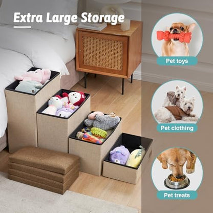 COZY KISS Dog Stairs with Storage, 22" H Wider Dog Steps, 4-Step - Image 4