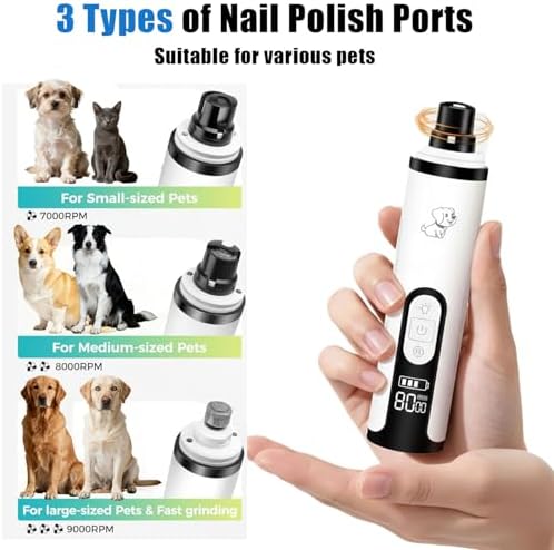 Silent Pets Nail Grinder with 2 Lights and 3 Speeds,Cordless Nail Trimmers - Image 3